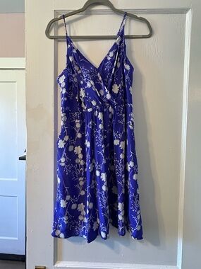 Yumi Kim Royal Blue Floral Spaghetti-Strap Mini Dress